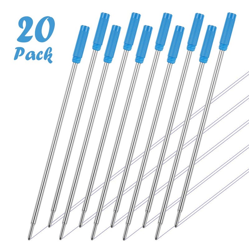 Unibene Cross Compatible Ballpoint Pen Refills 20 Pack, 1.0mm Medium Point-Blue, Smooth Writing Replaceable German Ink Refill - Image 2
